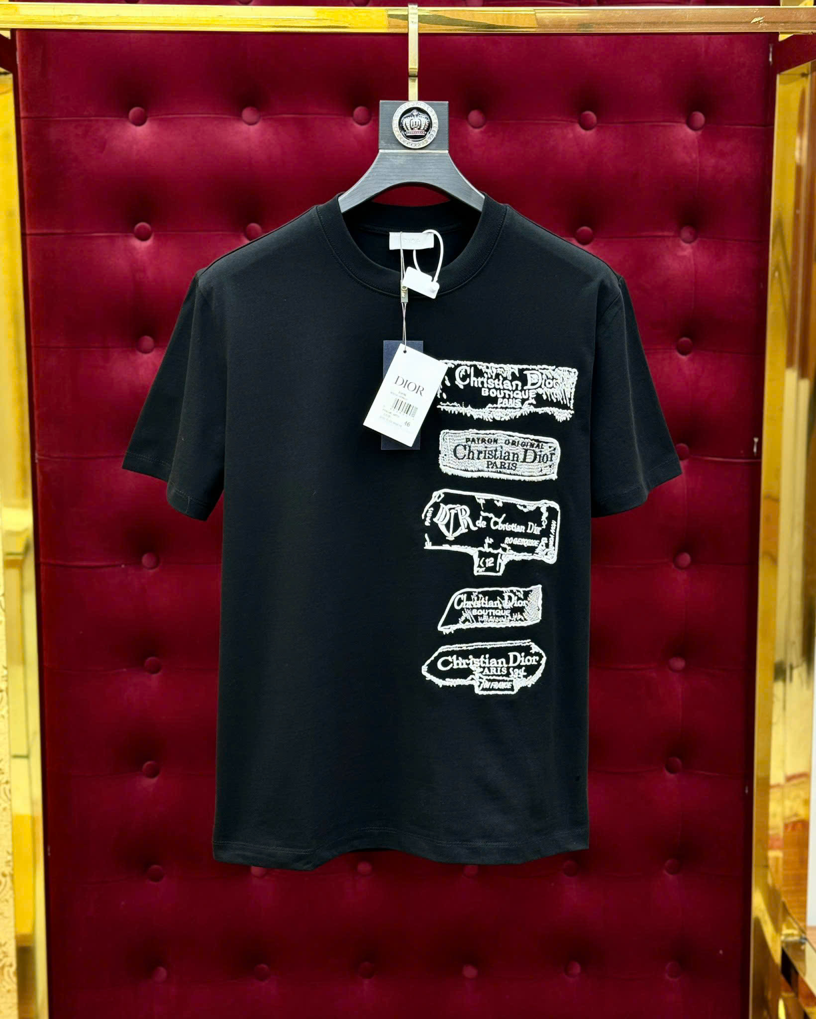 Áo phông T-shirt Dior CD họa tiết tag thêu ngực Like Auth on web CD